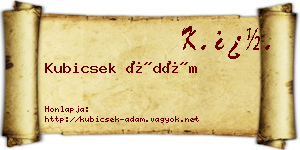 Kubicsek Ádám névjegykártya